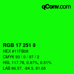 Color code: RGB 17 251 8 | qconv.com