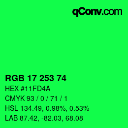 Color code: RGB 17 253 74 | qconv.com