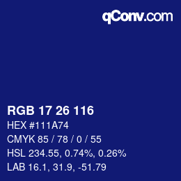 Color code: RGB 17 26 116 | qconv.com