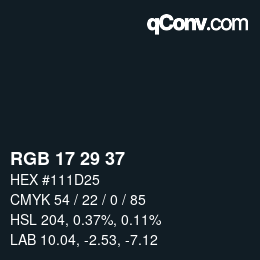 Color code: RGB 17 29 37 | qconv.com
