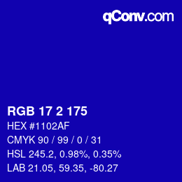 カラーコード: RGB 17 2 175 | qconv.com