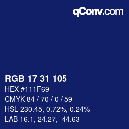 Color code: RGB 17 31 105 | qconv.com