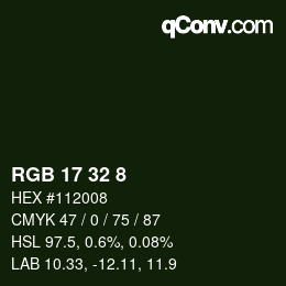 カラーコード: RGB 17 32 8 | qconv.com