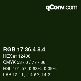 カラーコード: RGB 17 36.4 8.4 | qconv.com