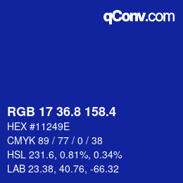 カラーコード: RGB 17 36.8 158.4 | qconv.com