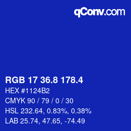 カラーコード: RGB 17 36.8 178.4 | qconv.com