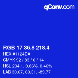 カラーコード: RGB 17 36.8 218.4 | qconv.com