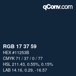 Color code: RGB 17 37 59 | qconv.com