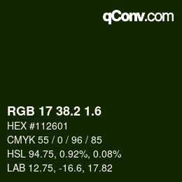 カラーコード: RGB 17 38.2 1.6 | qconv.com