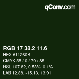 カラーコード: RGB 17 38.2 11.6 | qconv.com