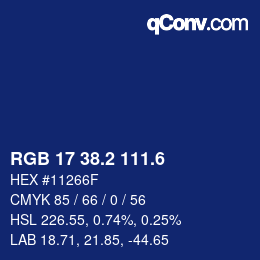 カラーコード: RGB 17 38.2 111.6 | qconv.com