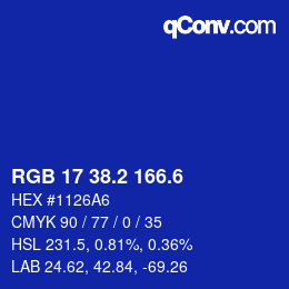 カラーコード: RGB 17 38.2 166.6 | qconv.com