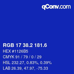カラーコード: RGB 17 38.2 181.6 | qconv.com