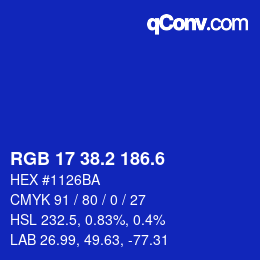 カラーコード: RGB 17 38.2 186.6 | qconv.com