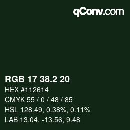 カラーコード: RGB 17 38.2 20 | qconv.com