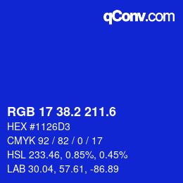 カラーコード: RGB 17 38.2 211.6 | qconv.com