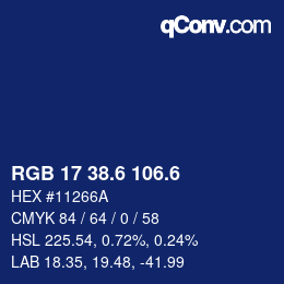 カラーコード: RGB 17 38.6 106.6 | qconv.com