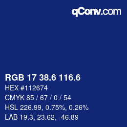 カラーコード: RGB 17 38.6 116.6 | qconv.com