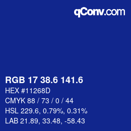 カラーコード: RGB 17 38.6 141.6 | qconv.com