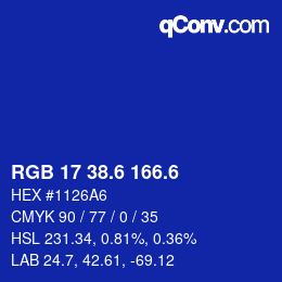 カラーコード: RGB 17 38.6 166.6 | qconv.com
