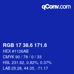 カラーコード: RGB 17 38.6 171.6 | qconv.com