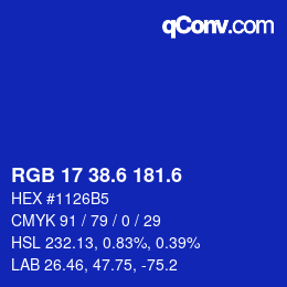 カラーコード: RGB 17 38.6 181.6 | qconv.com
