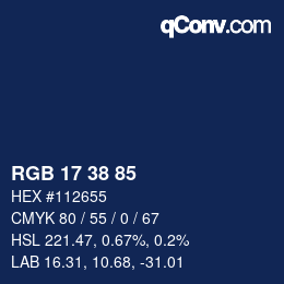 Farbcode: RGB 17 38 85 | qconv.com