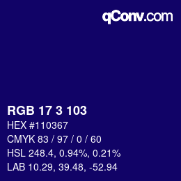 Color code: RGB 17 3 103 | qconv.com