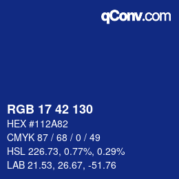 Color code: RGB 17 42 130 | qconv.com