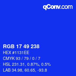 Color code: RGB 17 49 238 | qconv.com