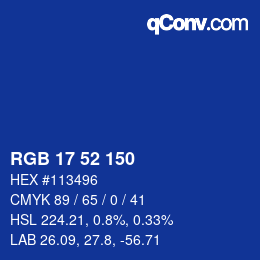 Farbcode: RGB 17 52 150 | qconv.com