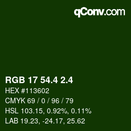 カラーコード: RGB 17 54.4 2.4 | qconv.com