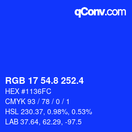 カラーコード: RGB 17 54.8 252.4 | qconv.com