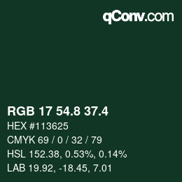 カラーコード: RGB 17 54.8 37.4 | qconv.com