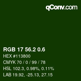 カラーコード: RGB 17 56.2 0.6 | qconv.com