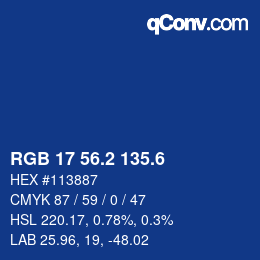 カラーコード: RGB 17 56.2 135.6 | qconv.com