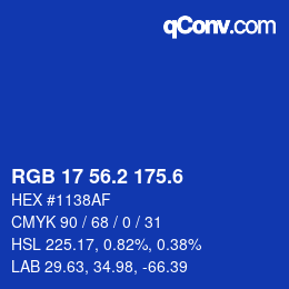 カラーコード: RGB 17 56.2 175.6 | qconv.com