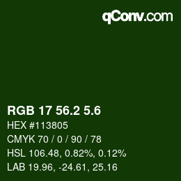 カラーコード: RGB 17 56.2 5.6 | qconv.com