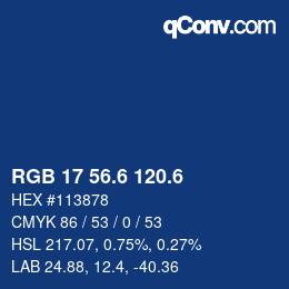 カラーコード: RGB 17 56.6 120.6 | qconv.com