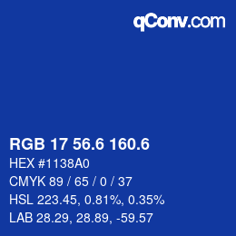カラーコード: RGB 17 56.6 160.6 | qconv.com