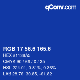 カラーコード: RGB 17 56.6 165.6 | qconv.com