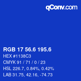 カラーコード: RGB 17 56.6 195.6 | qconv.com