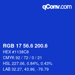 カラーコード: RGB 17 56.6 200.6 | qconv.com