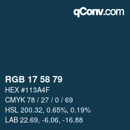 カラーコード: RGB 17 58 79 | qconv.com