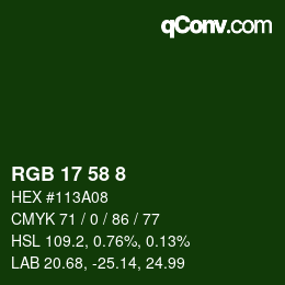 Color code: RGB 17 58 8 | qconv.com