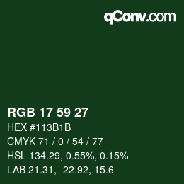 Farbcode: RGB 17 59 27 | qconv.com