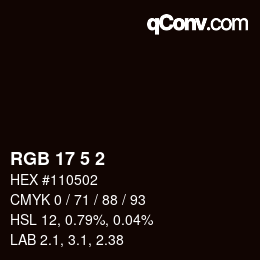 Color code: RGB 17 5 2 | qconv.com