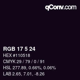 Color code: RGB 17 5 24 | qconv.com
