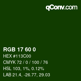 Color code: RGB 17 60 0 | qconv.com