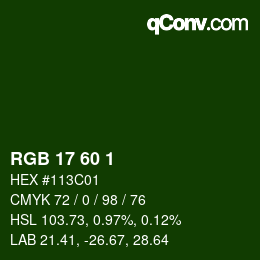 カラーコード: RGB 17 60 1 | qconv.com